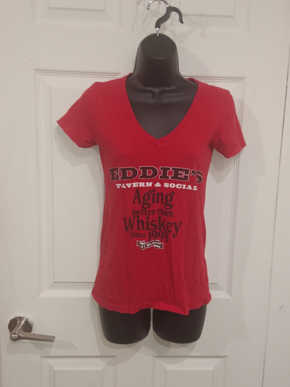 Next Level Apparel Red V-Neck Graphic Tee